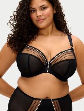 Elomi Black Sheer Underwire Bra with Dot Trim